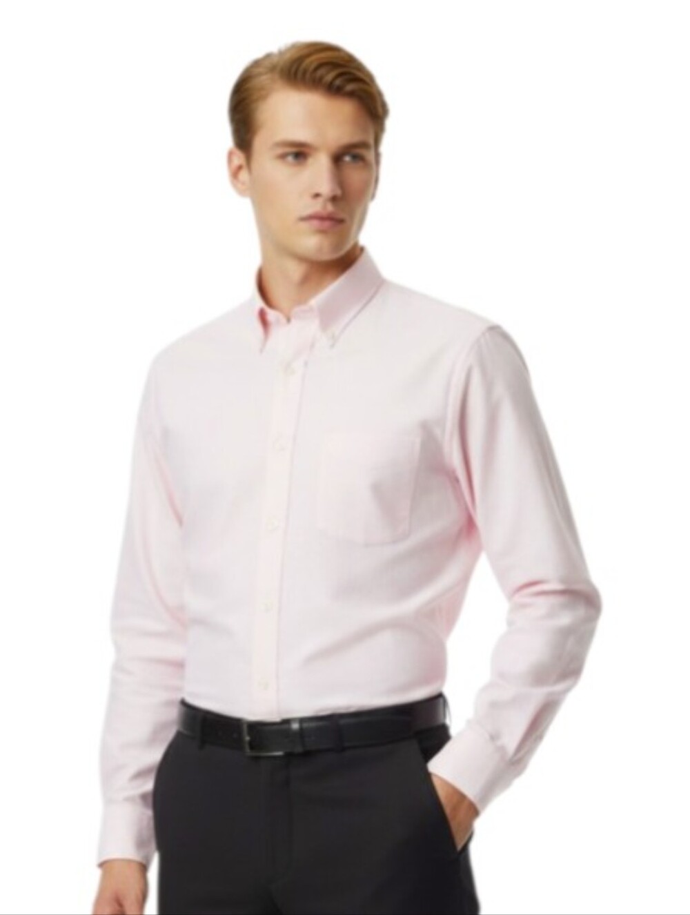 LANDS' END! LUXE PINK BUTTON DOWN, OXFORD CLOTH FINE DRESS SHIRT! SZ 16.5/37 T